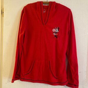 Disney Girls Minnie Mouse Red Soft Cozy Fleece Lightweight Hoodie Large 11/13